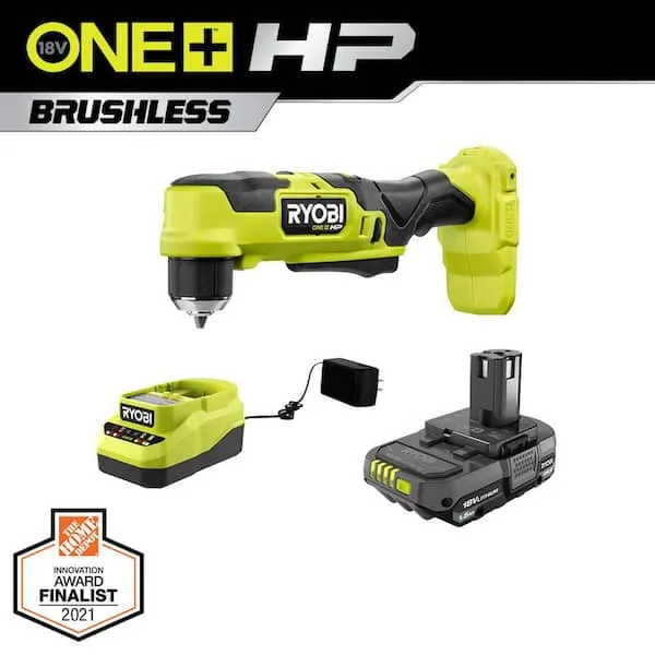 RYOBI 18V ONE+ HP Brushless Compact Right Angle Drill Kit - PSBRA02KRYOBI 18V ONE+ HP Brushless Compact Right Angle Drill Ki…