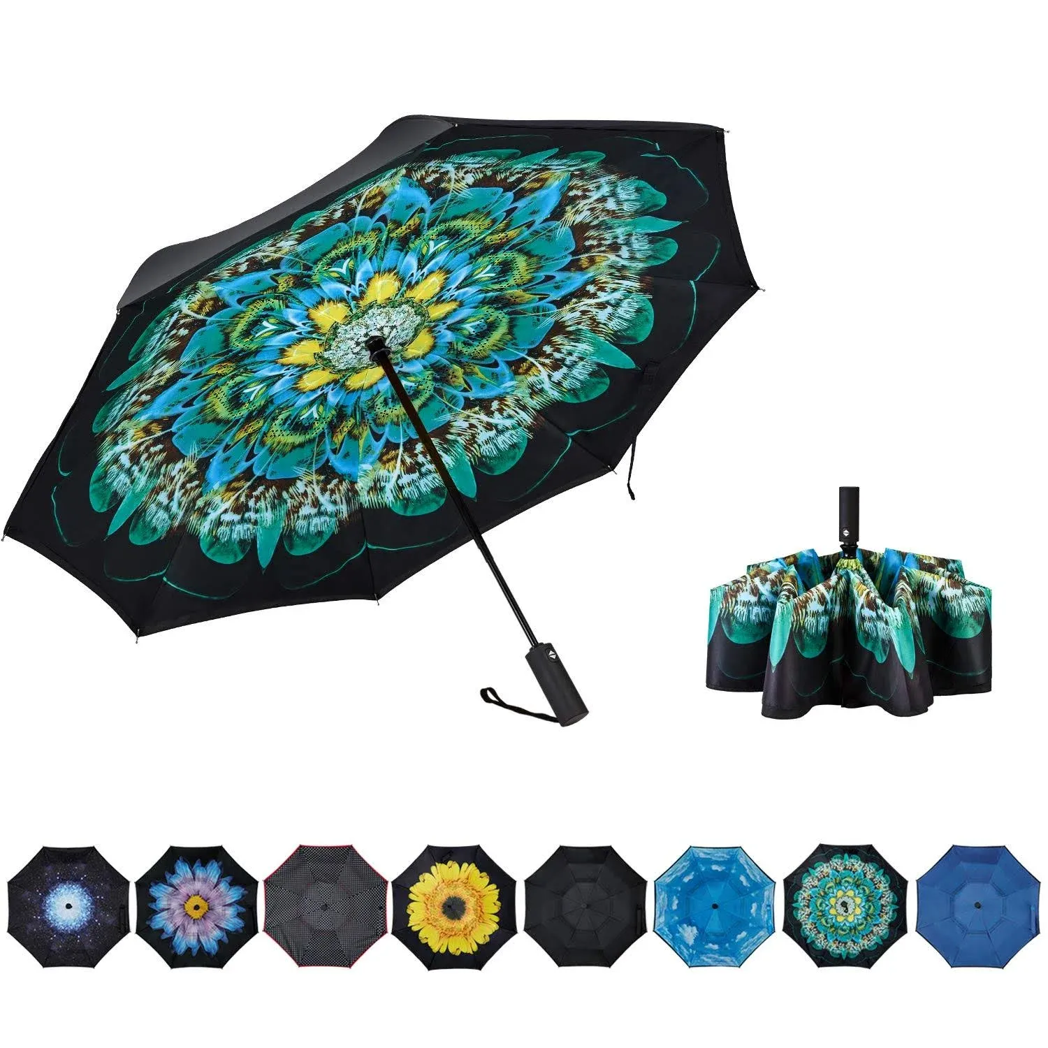 NOORNY Inverted Umbrella Double Layer Automatic Folding Reserve Umbrella Wind...