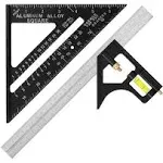 Mr. Pen- Rafter Square and Combination Square Tool Set, Black, 7&quot; Square, 12&quot; Aluminum Carpenter Square, Framing Square, Square Tool, Woodworking