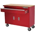 Yukon 46 in. Mobile Workbench with Solid Wood Top, Red 57779