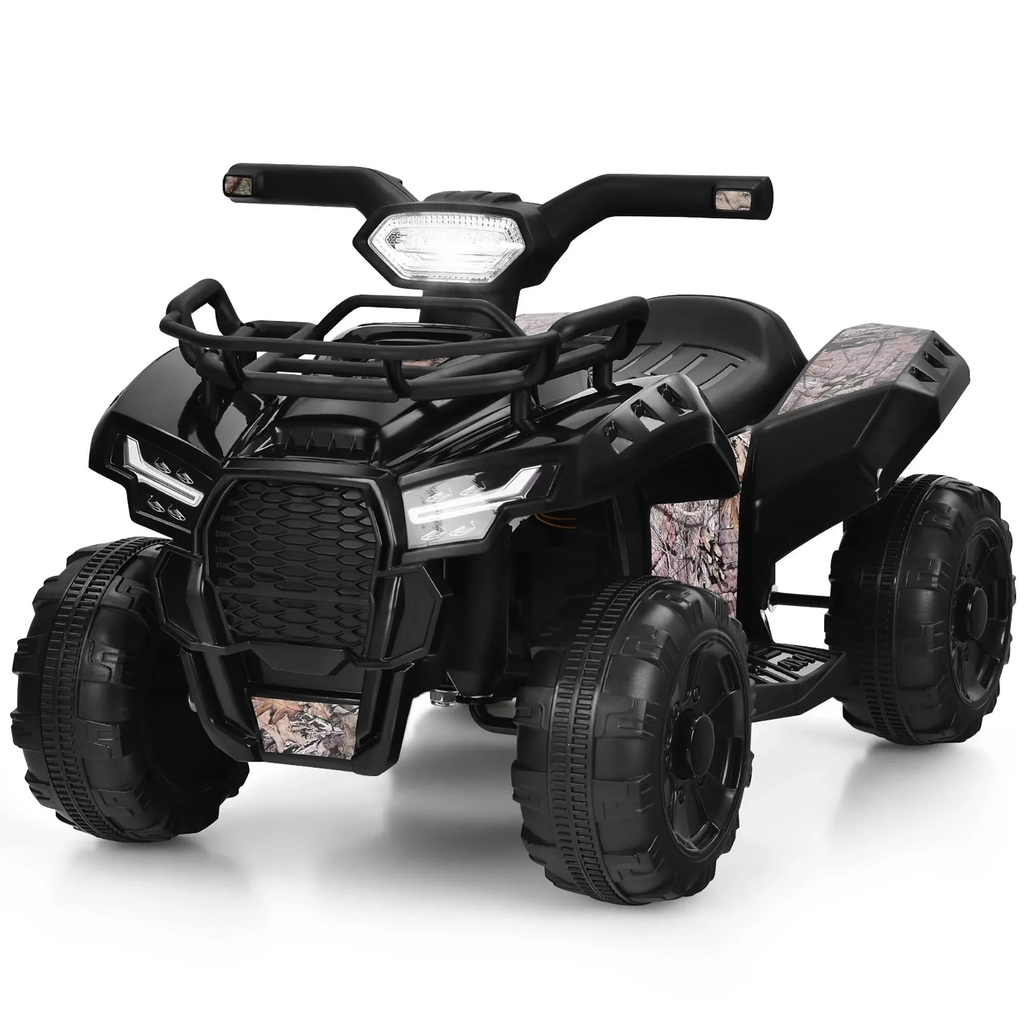 Costway 6V Kids ATV Quad Electric Ride On Car Toy Toddler with LED Light MP3 - Black