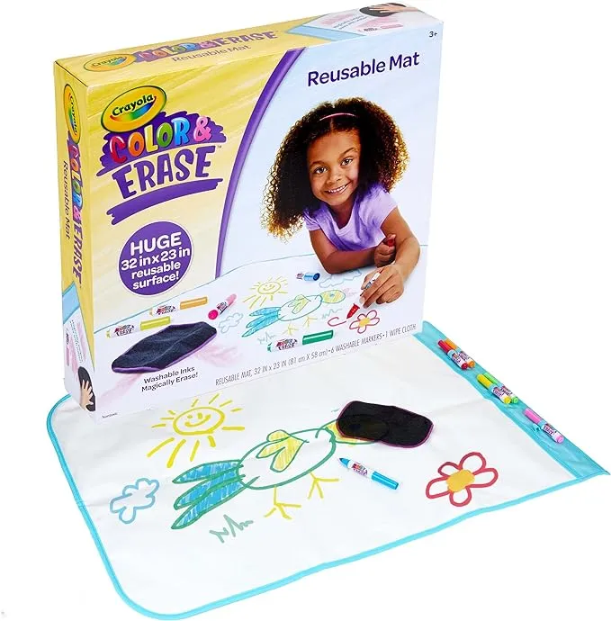 Crayola Color and Erase Mat, Travel Coloring Kit for Toddlers, Gifts for Toddlers Unisex Child