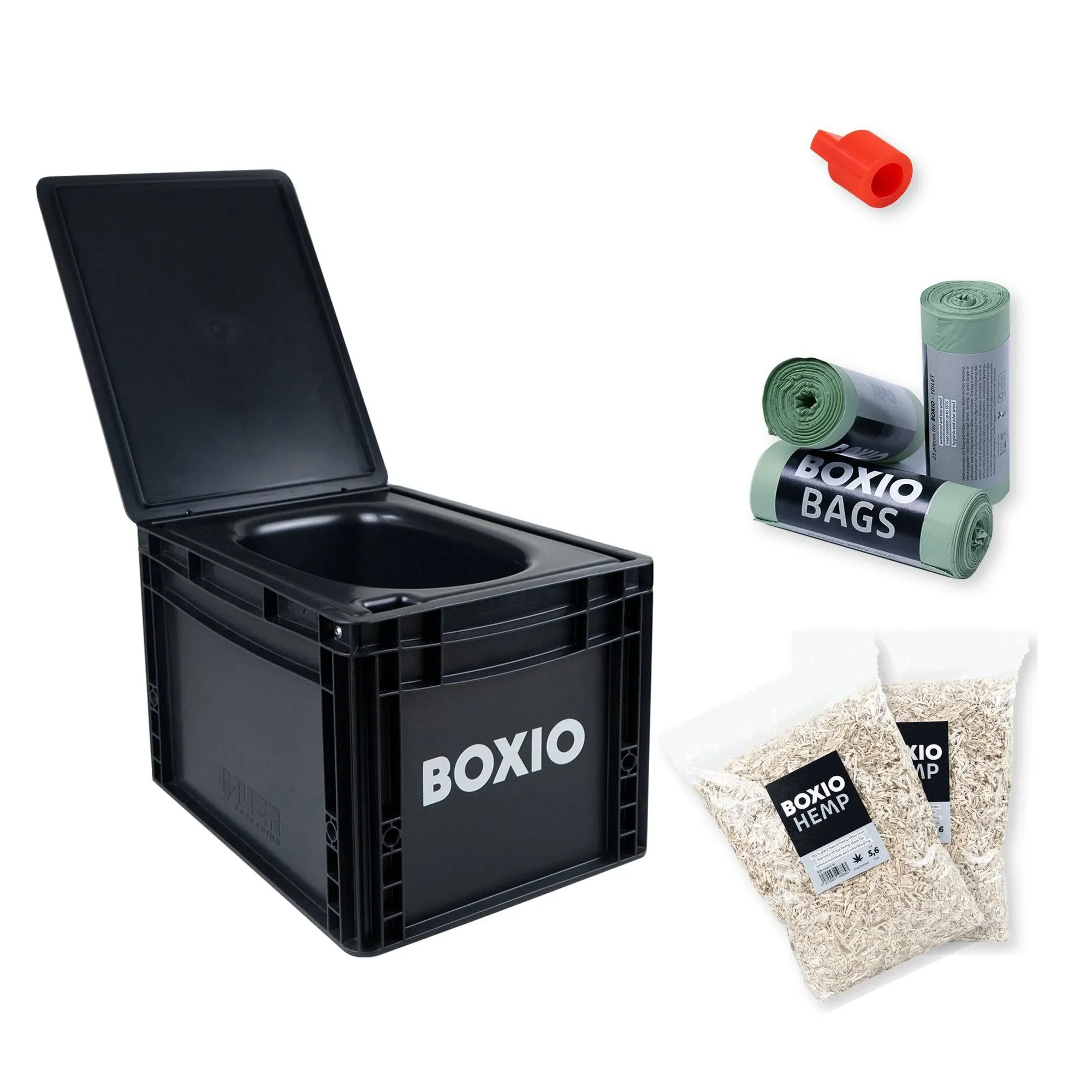 BOXIO Toilet MAX+ Starter Kit, Portable Camping Toilet, composting Toilet 15.7" x 11.8" x 11.0", Made in Germany