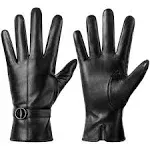 Womens Winter Leather Gloves Touchscreen Texting Warm Driving Lambskin Gloves