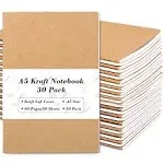 feela 30 Pack Kraft Notebooks, A5 60 Lined Pages Notebooks and Journals for Women Girls Students Making Plans Writing Memos Offi