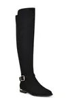 Shop Nine West Women's Andone Round Toe Over The Knee Casual Wide Calf Boots In Black- Faux Suede