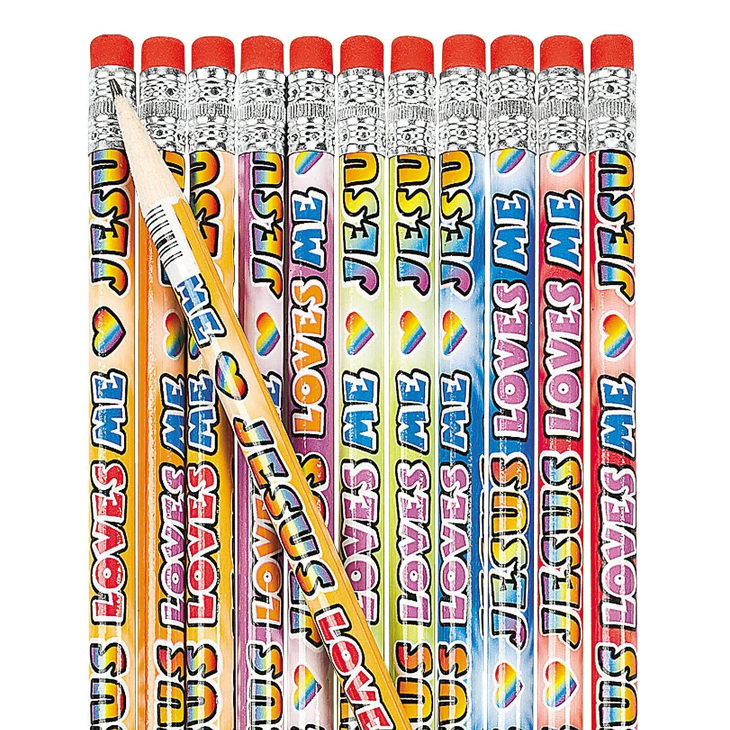 24 Count of Jesus Loves Me Religious Christian Pencils for Kids and Adults - Religious Party Favors - Vacation Bible School Awards