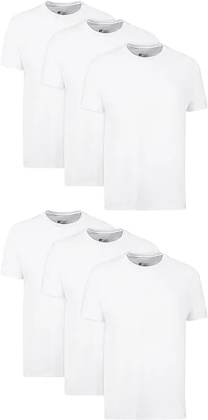 Hanes Men's Crew Neck T-Shirts, White, S - 6 pack