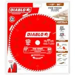 Diablo D1280X 12-Inch 80T Diablo Fine Finish Work Chop/Slide Miter Saw Blade, Size: Saw/Sawtools, Red