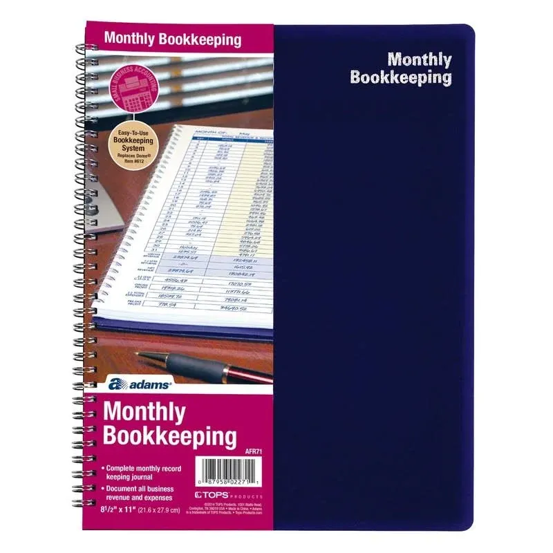 TOPS Bookkeeping Record, 8 Columns, 8.5" x 11", Blue, 32 Sheets/Book (AFR71)