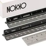 NOKKO 12 Inch Architectural and Engineering Scale Ruler Set - Professional Ar...