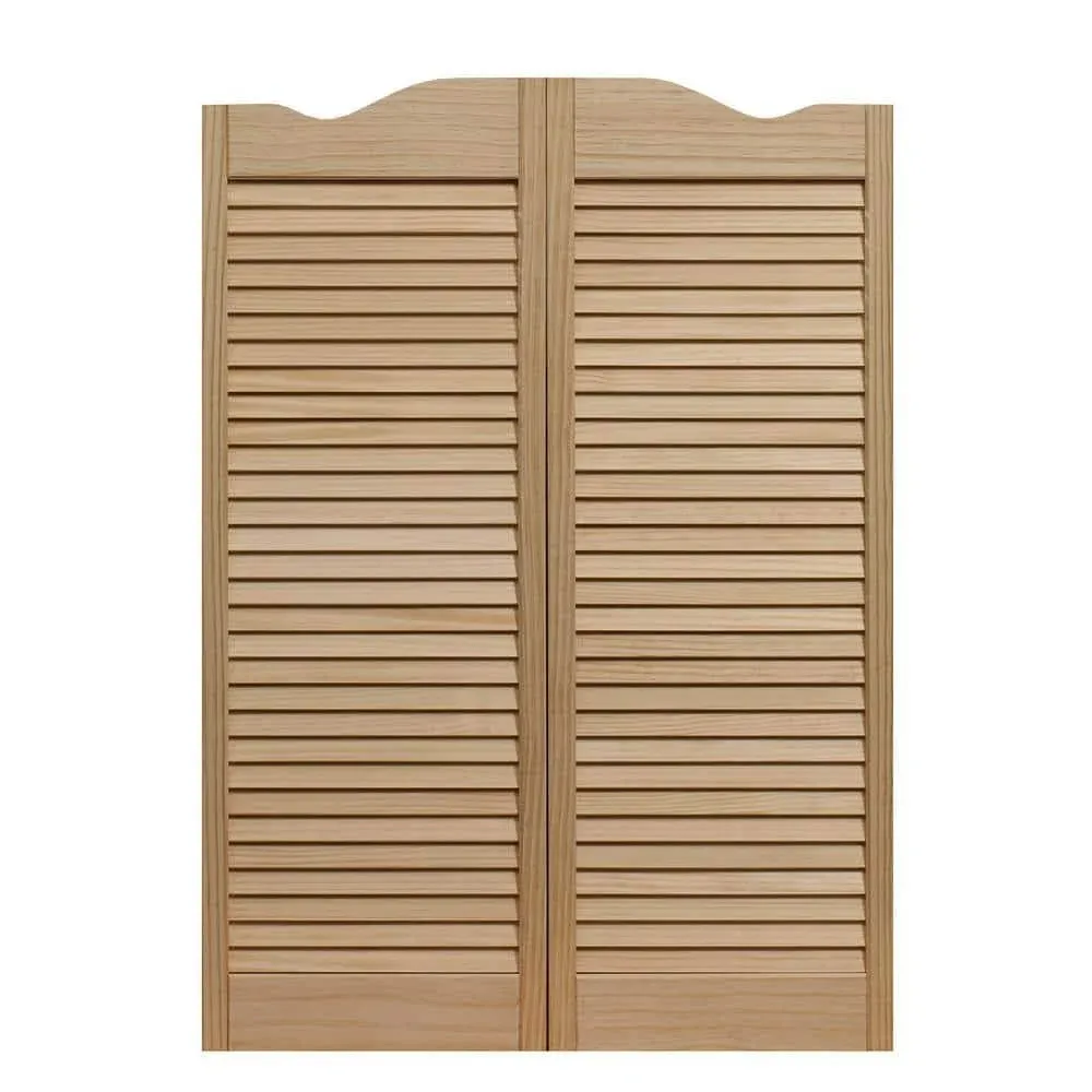 Pinecroft Saloon/Cafe Door 30&#034;x42&#034; Full Louvered Solid Unfinished Pine Wood