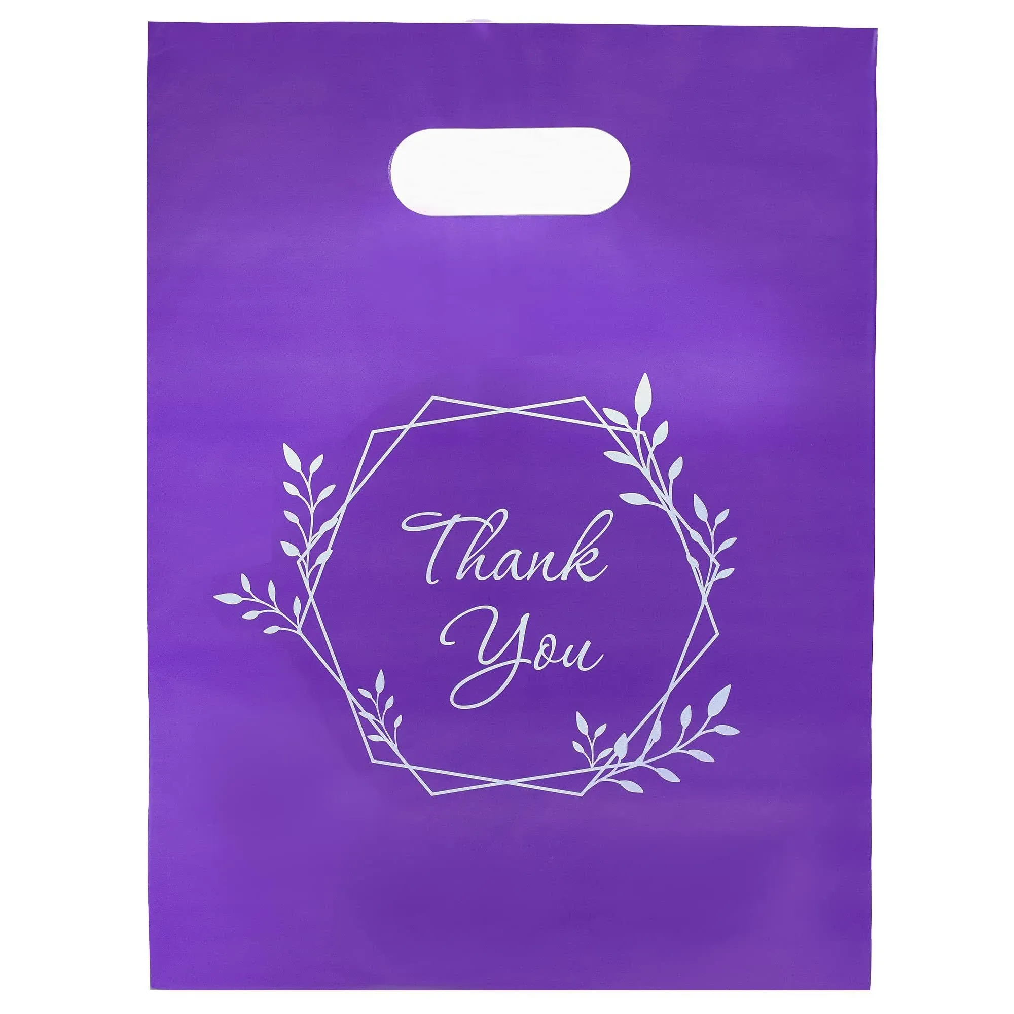 100 Thank You Bags for Business Small Purple Color 1.5Mil 9"x12" Merchandise Bags Extra Thick Glossy Purple Retail Bags and Thank You Bags With Handles and Plastic Bags for Small Business