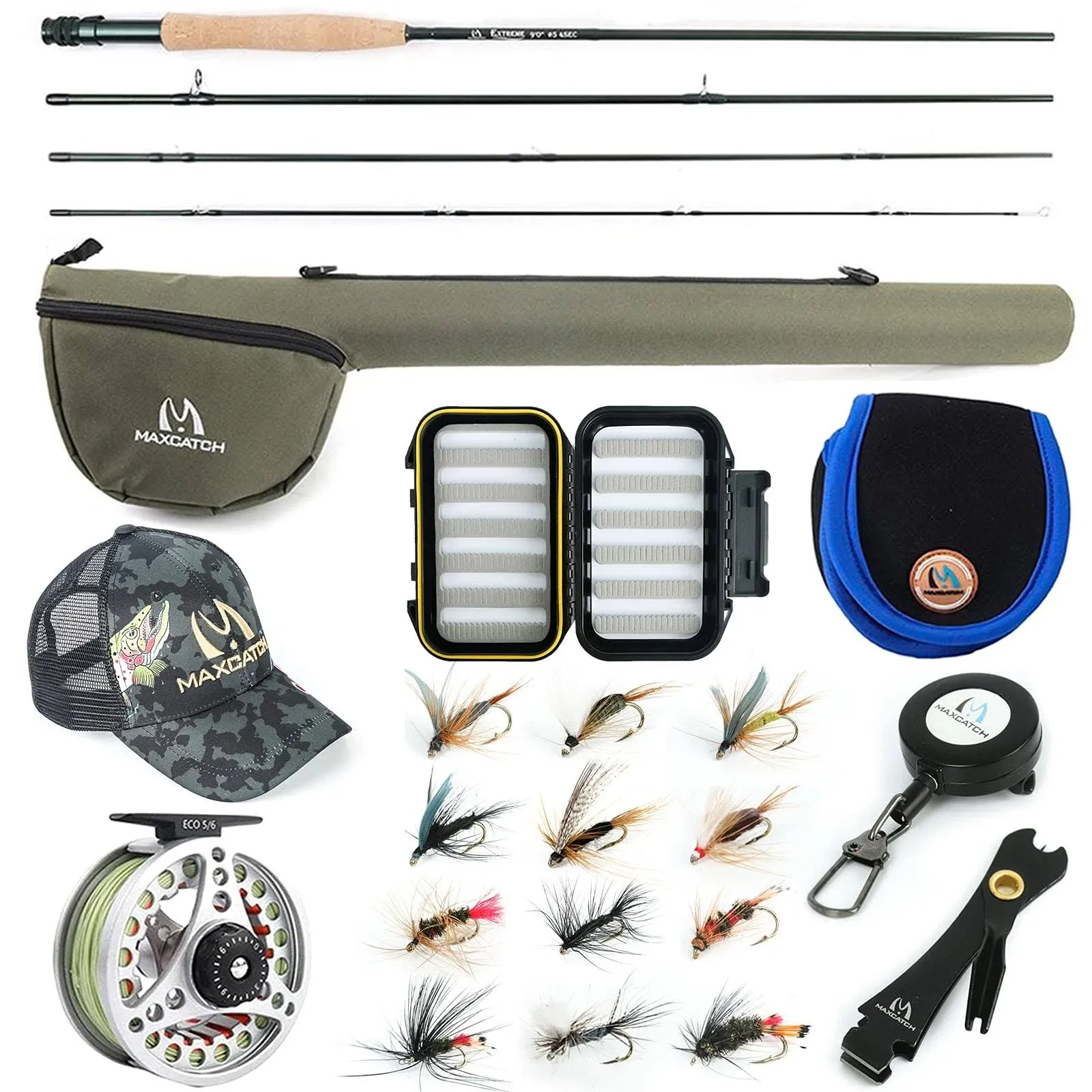 M MAXIMUMCATCH Maxcatch Extreme Fly Fishing Combo Kit 3/5/6/8 Weight, Starter Fl