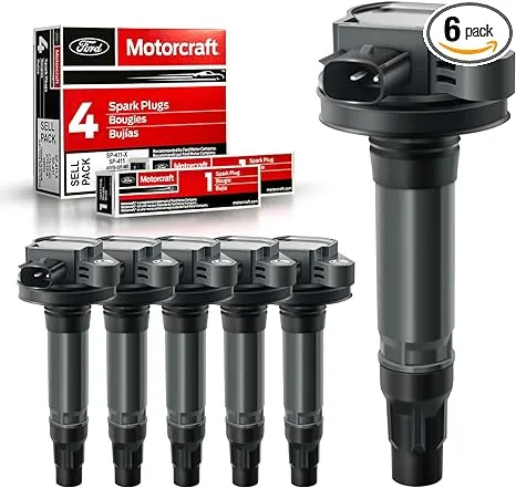 MAS Set of 6 Ignition Coil Pack 6pcs Motorcraft Spark Plug Sp411 Compatible with Fusion Lincoln Mazda CX-9 Mercury Edge MKS MKT at MechanicSurplus.com