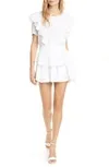 Natasha Ruffle Lace-trim Mini Dress In White