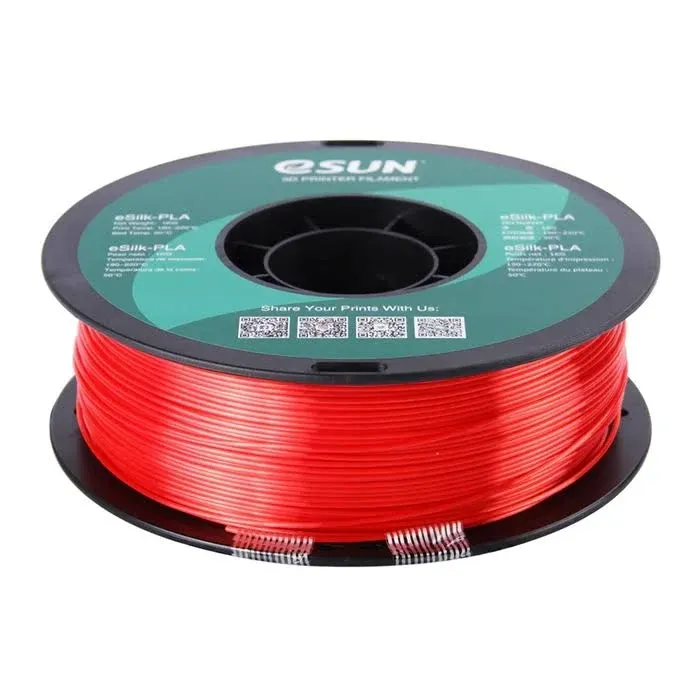 eSUN Silk PLA 3D Printer Filament, Dimensional Accuracy +/- 0.03 mm, 1 kg Spool, 1.75 mm, Red