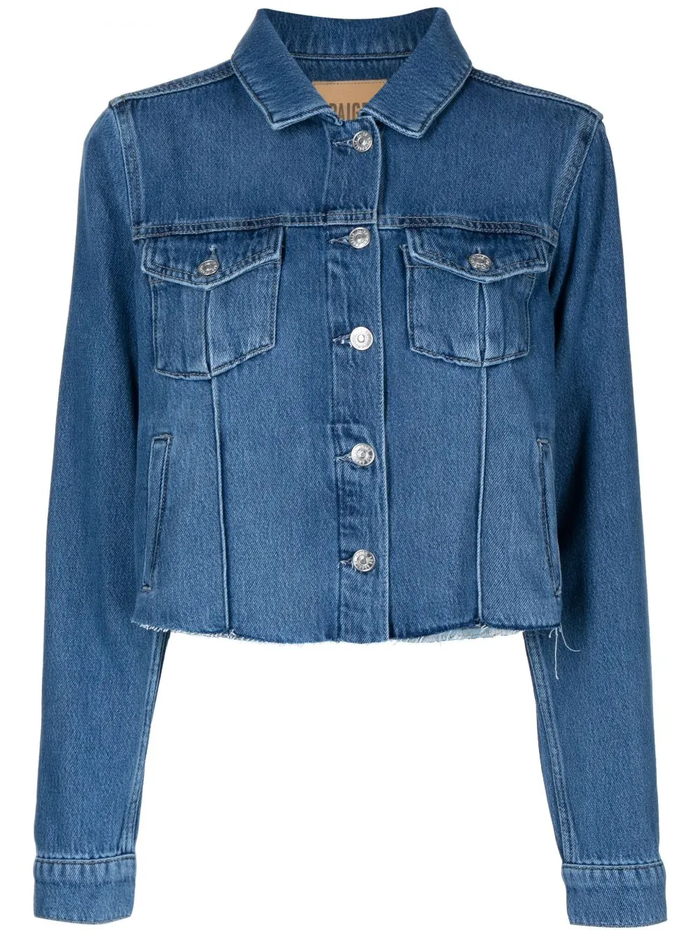 Shop Paige Rowan Cropped Denim Jacket In Blau