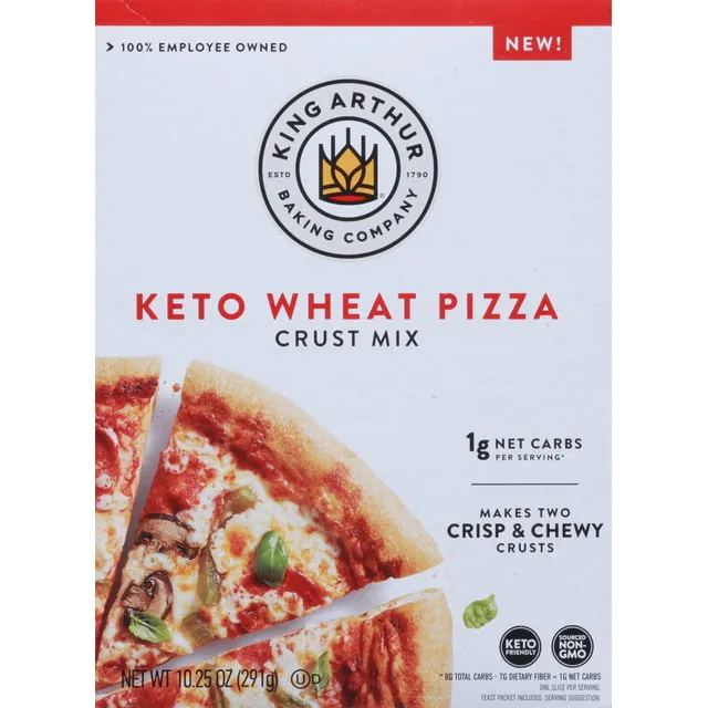 King Arthur Keto Pizza Crust Mix, 1g Net Carbs Per Serving, Low Carb & Keto Friendly, 10.25 oz