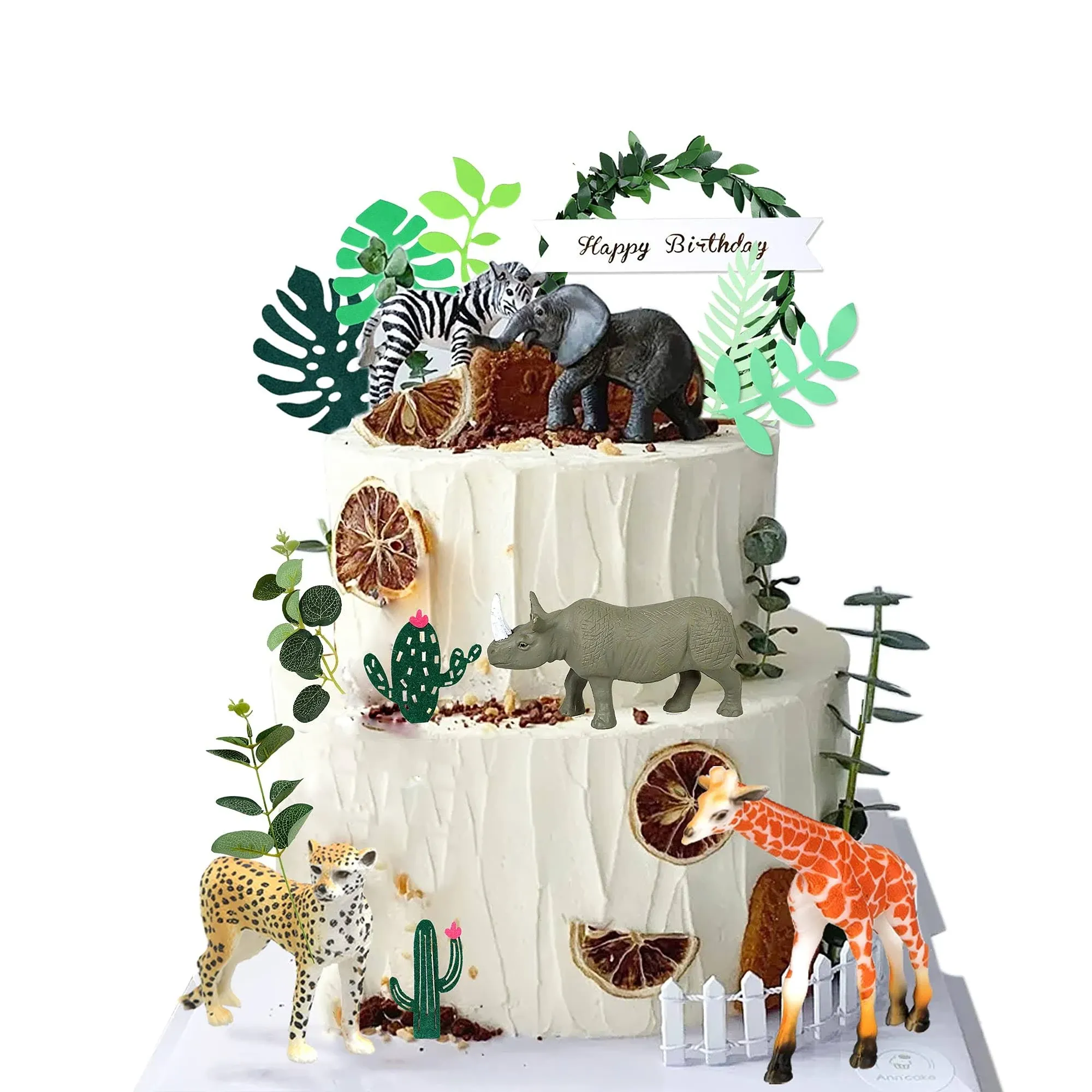 BANBALLON 25 Pcs Jungle Animal Cake Toppers, Safari Animals Figure Toys Picks ...