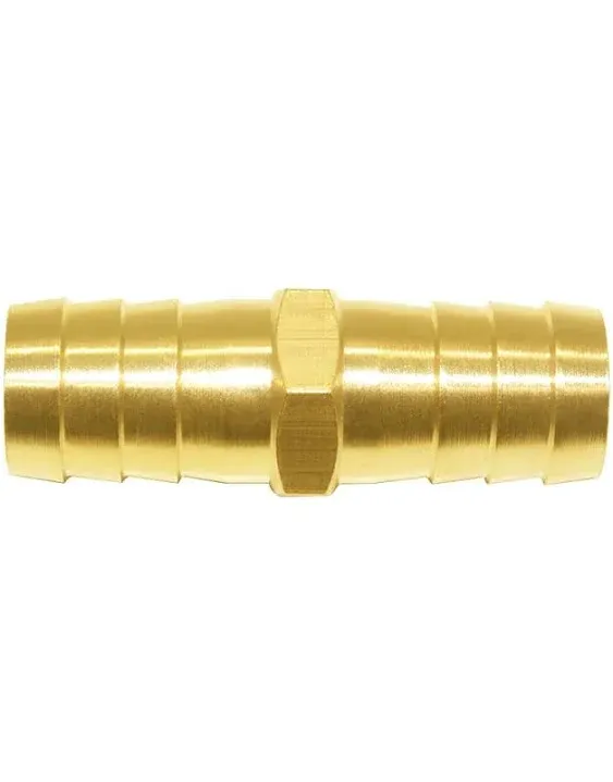 Joywayus 5/8" ID Hose Barb Hex Union Brass Fitting Water/Fuel/Air with 10 Stainless Steel Clamps (Pack of 5)