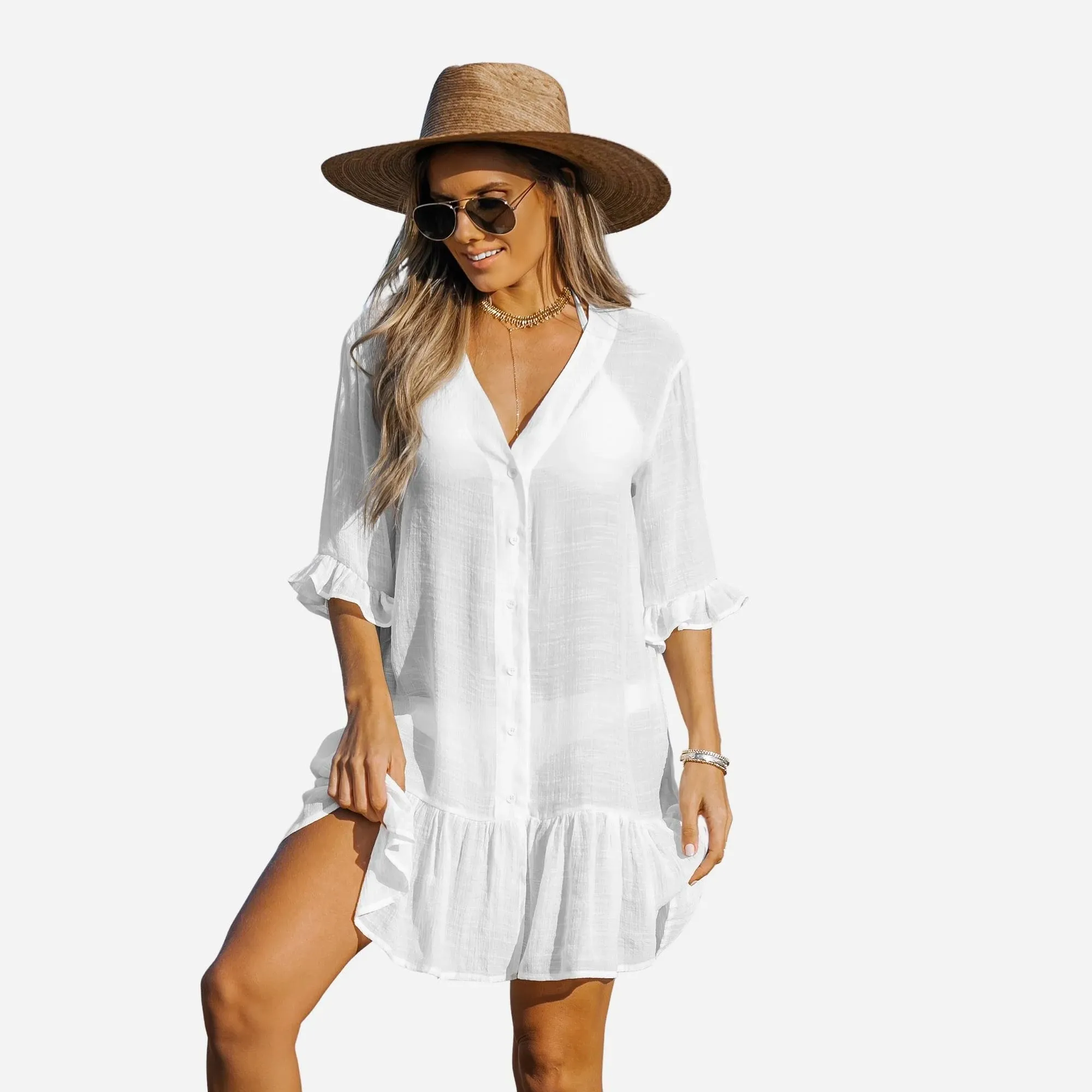 Cupshe Women's Ruffled Cover-Up Dress