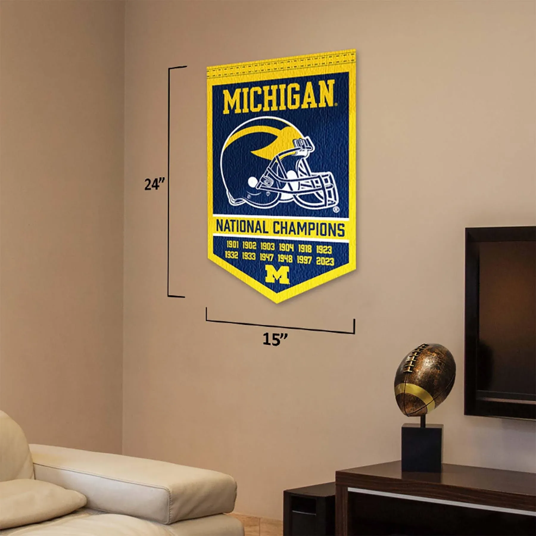 College Flags & Bann Michigan Team University Wolverines 12 Time 12x Football National Champions Banner