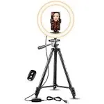 UBeesize 10" Selfie Ring Light with 50" Extendable Tripod Stand and Flexible Phone Holder