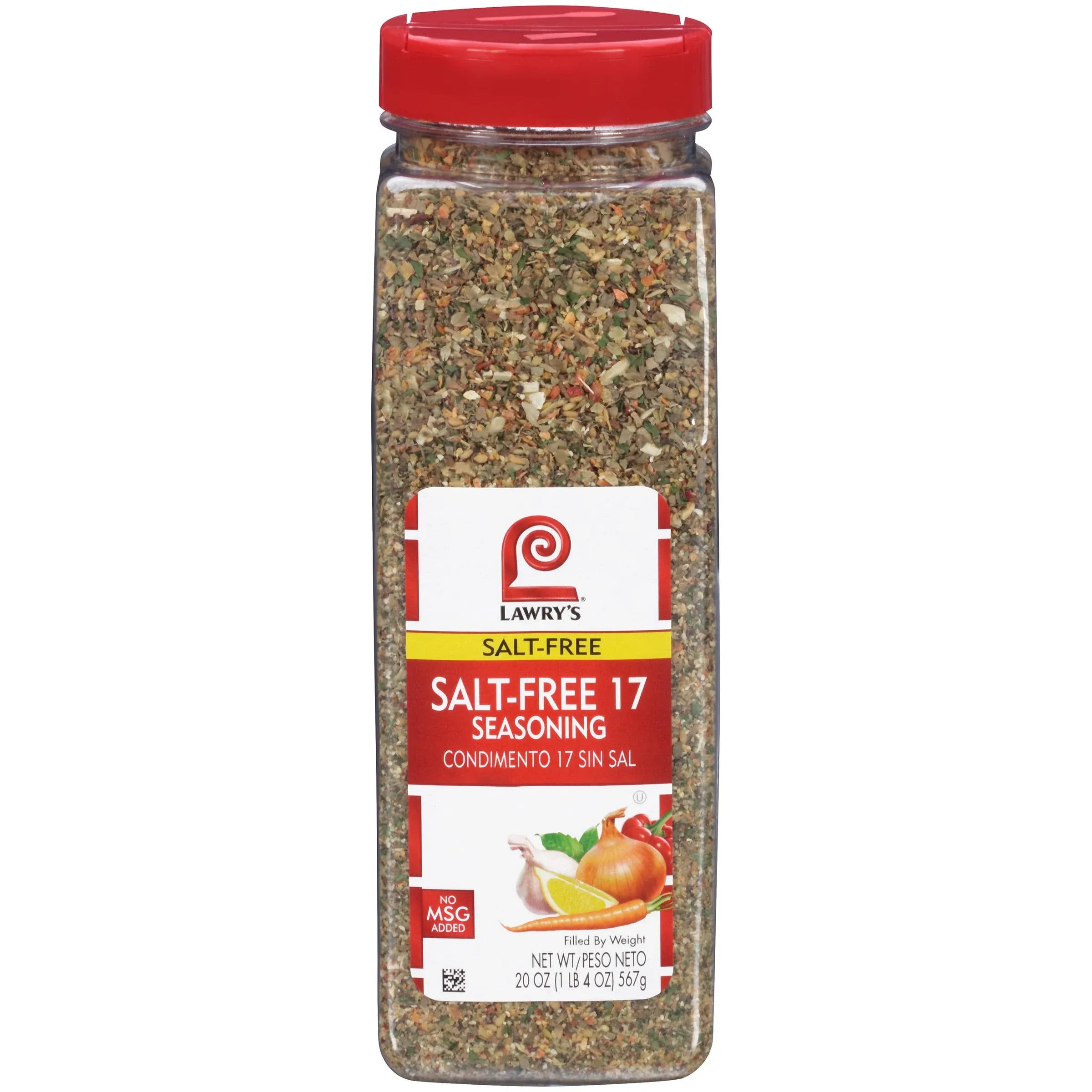 Lawry's Salt Free 17 Seasoning, 20 oz - One 20 Ounce Container of 17 Seasoning Spice Blend Including Toasted Sesame Seeds, Turmeric, Basil and Red Bell Pepper for Seafood Poultry and Beef