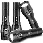 PeakPlus LED Flashlights High Lumens, Tactical Flash Lights [4 Pack] - Super Bright Waterproof Zoomable 5 Modes - Powerful Handheld Flashlights for Emergencies, Camping, Outdoor, Dog Walking