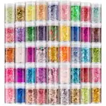 Linwulte Holographic Chunky and Fine Glitter Mix, 45 Colors Festival Sequins ...