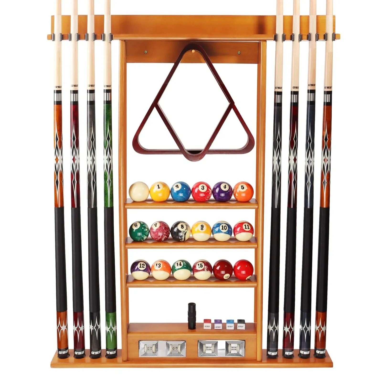 GSE Games & Sports Expert Pool Cue Stick Hanging Wall Mounting Rack with Score ...