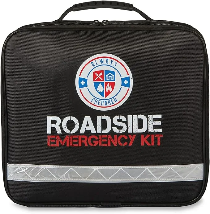 Always Prepared 62 Piece Roadside Emergency Assistance Kit with Jumper Cables - All-in-One Auto, Visibility, Safety, and First Aid Essentials