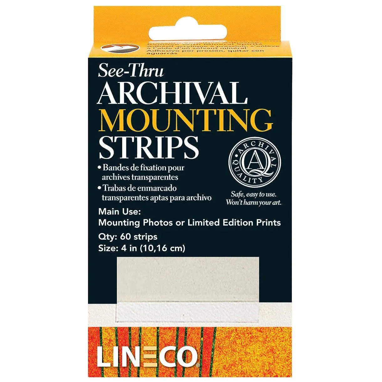 Pack of 60 4 Inches See-Through Archival Polyester Mounting Strips Acid-Free