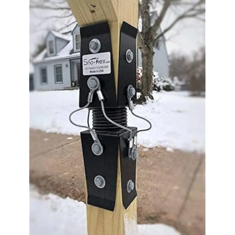 Sno-flex Mailbox Post Spring | Patented Heavy-Duty Protection from Snow Pushed by Plows | for Mail Boxes with 4x4 Wooden Posts | Easy Installation, Hardware Included