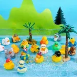 JOYIN 30 Pcs Rubber Ducks, Random Assortment Mini Rubber Duckie Toys with Mesh Carry Bag for Kids Baby Bath Shower Toys, Birt