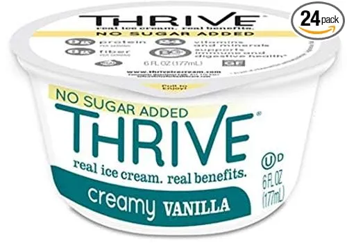 Thrive Frozen Nutrition No Sugar Added Creamy Vanilla Ice Cream, 6 Fluid Ounce Cup -- 24 per case