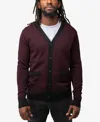 X Ray Casual Herringbone Cardigan Sweater In Oxblood/black