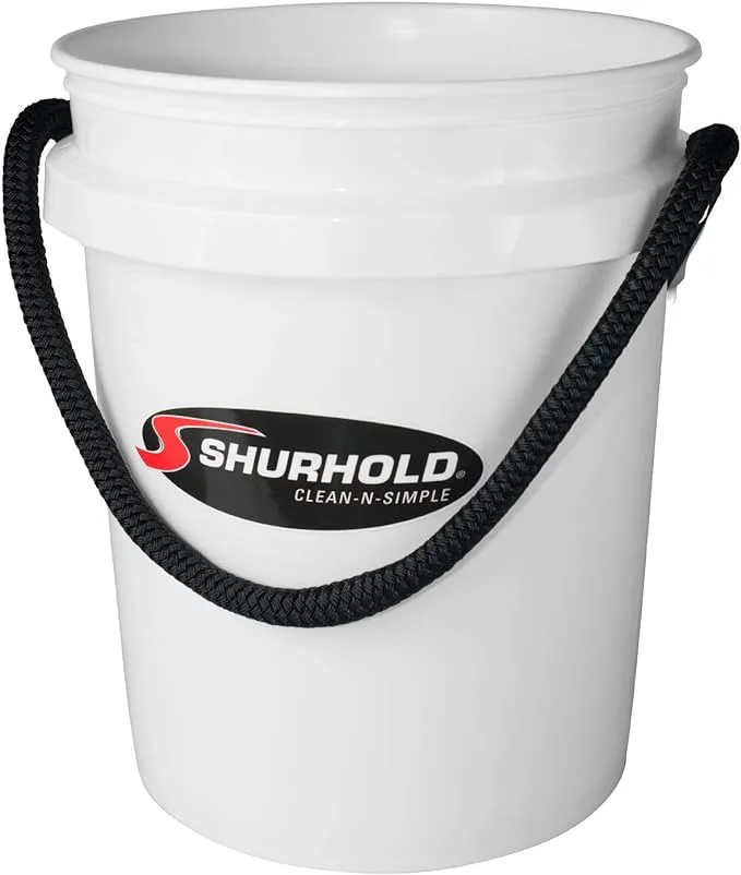 Shurhold 2451 White 5 Gallon Bucket with Black Rope Handle