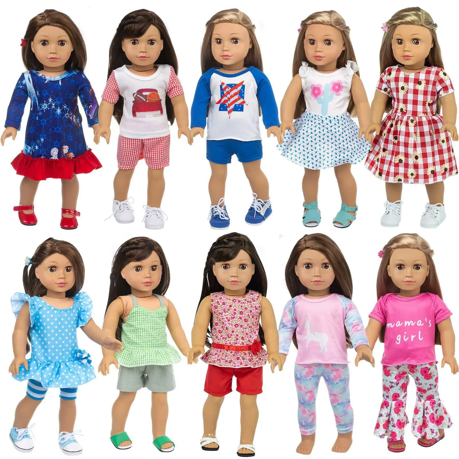 ZQDOLL 23 Pcs American Doll Clothes Dress and Accessories Fit American 18 inch ...