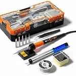 Meakest Soldering Iron Premium Kit 60W Soldering Gun with Ceramic Heater 12-in-1 Soldering Tool Adjustable Temperature 200 to 450C Includes Soldering