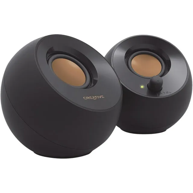 Creative Pebble 2.0 USB-Powered Desktop Speakers with Far-Field Drivers and Passive Radiators for Pcs and Laptops (Black)