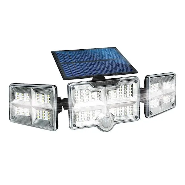 Ontel Beyond Bright X3 Motion Activated Solar Flood Light - Ultra-Bright, Solar-Powered, Weather-Resistant Light with 3 Adjustable Heads & 122 LEDs - Maximum Security for Porch, Deck, Yard & More