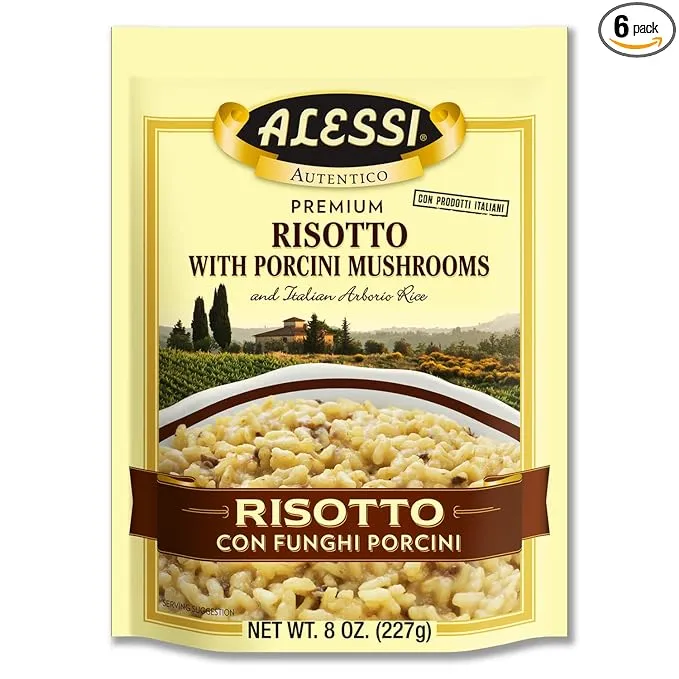 Alessi Autentico, Premium Seasoned Risotto, Italian Arborio Rice, Easy to Prepare, 8oz (Porcini Mushroom, Pack of 6)