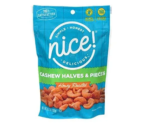 Nice! Cashew Halves and Pieces, Honey Roasted 9.25 oz