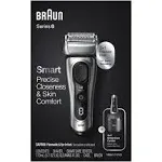 Braun Electric Razor for Men, Series 8 8457cc Electric Foil Shaver with Precision Beard Trimmer, Cleaning & Charging SmartCare Center, Galvano Silver