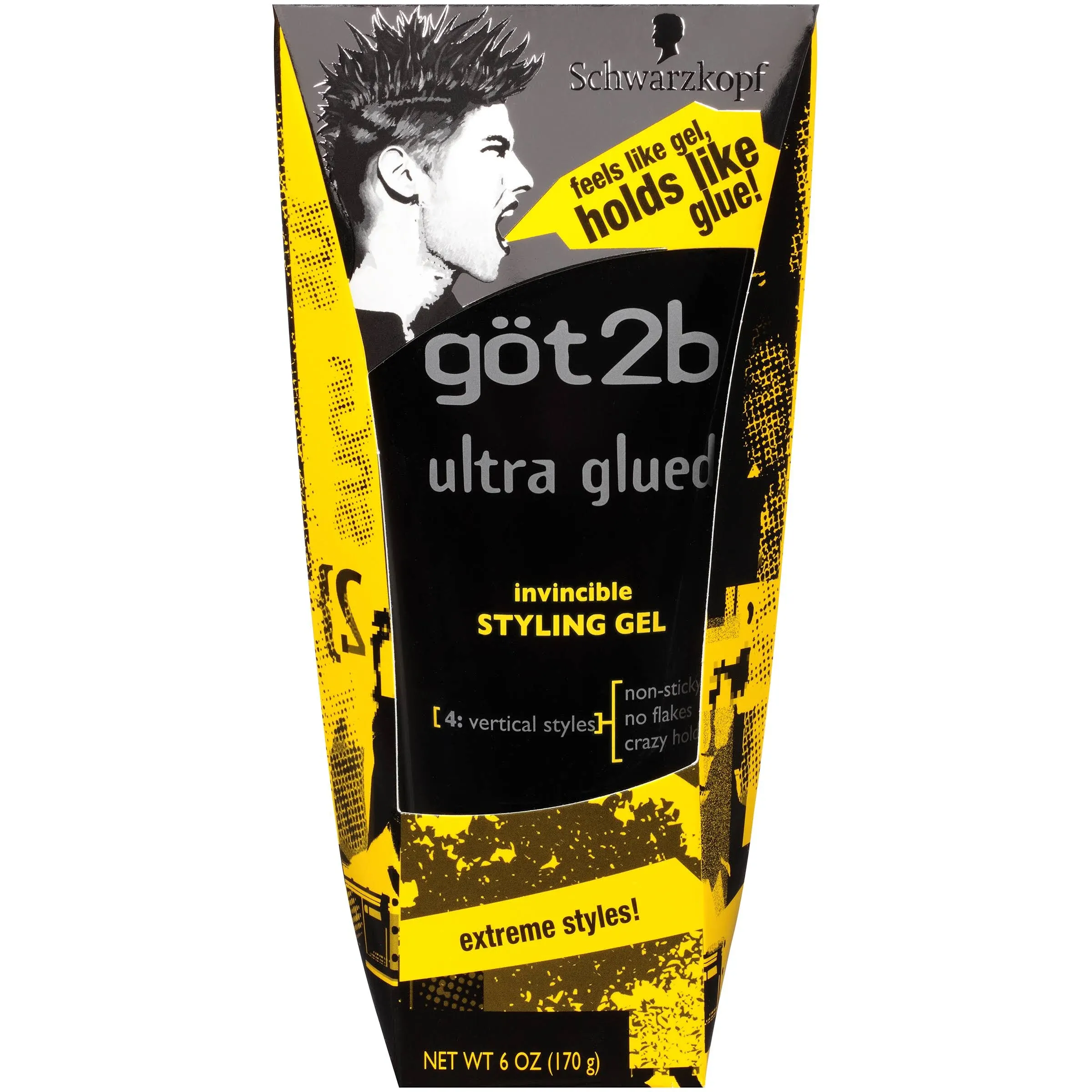 Got2b Ultra Glued Invincible Styling Gel 2 6oz tubes + 1 Travel 1.25oz tube