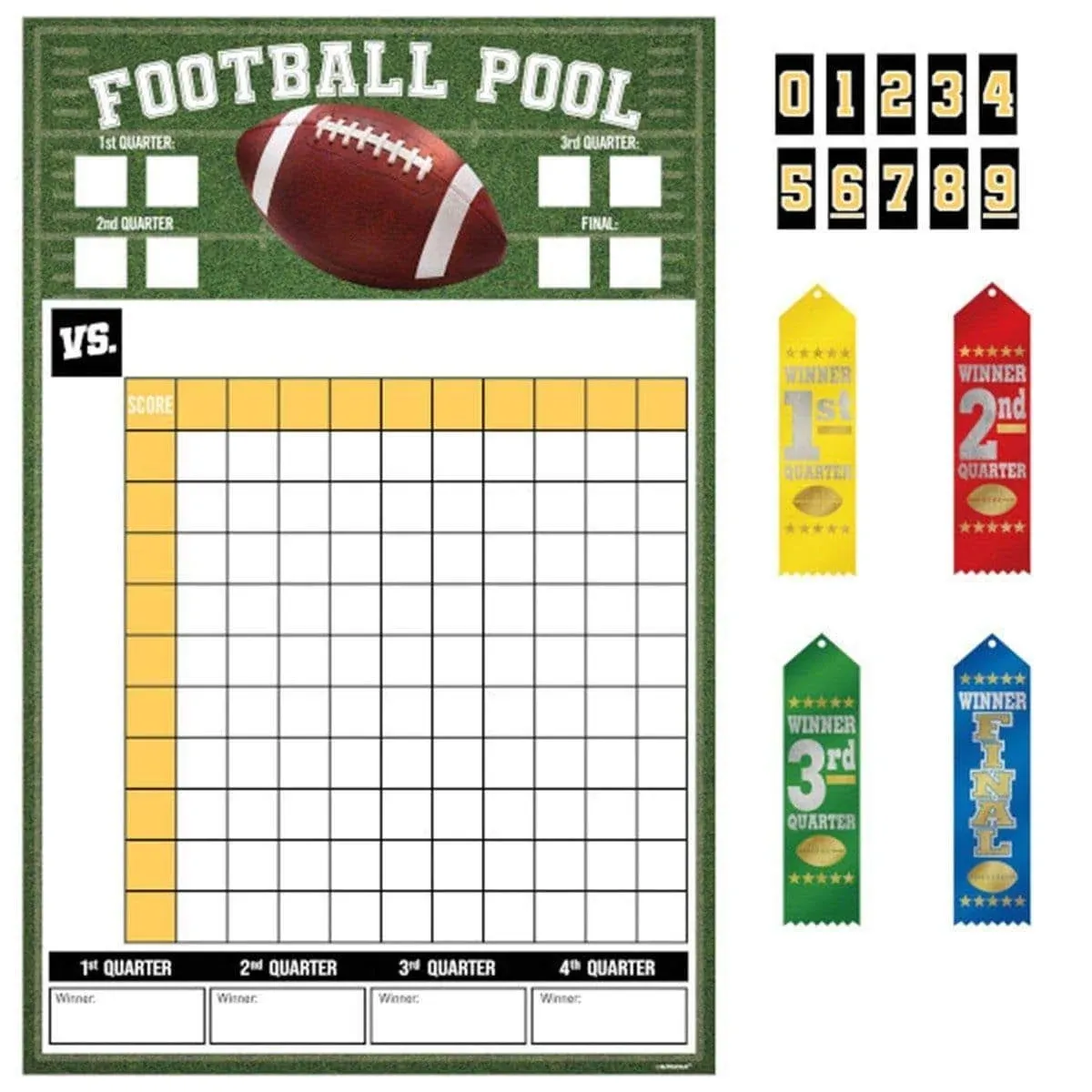 Football Pool Game with Ribbons 18&#034; x 27 1/2&#034; Football Party Tableware Supplies