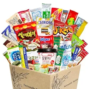 Journey of Asia Korean Snack Box 36 Count Care Package Individually Wrapped Essentials Packs of Candy, Snacks, Chips, Cookies, Treats for Friends, Family, Kids, Children, Teens, College Students, Adult, Senior, and Military by Seconde Nature