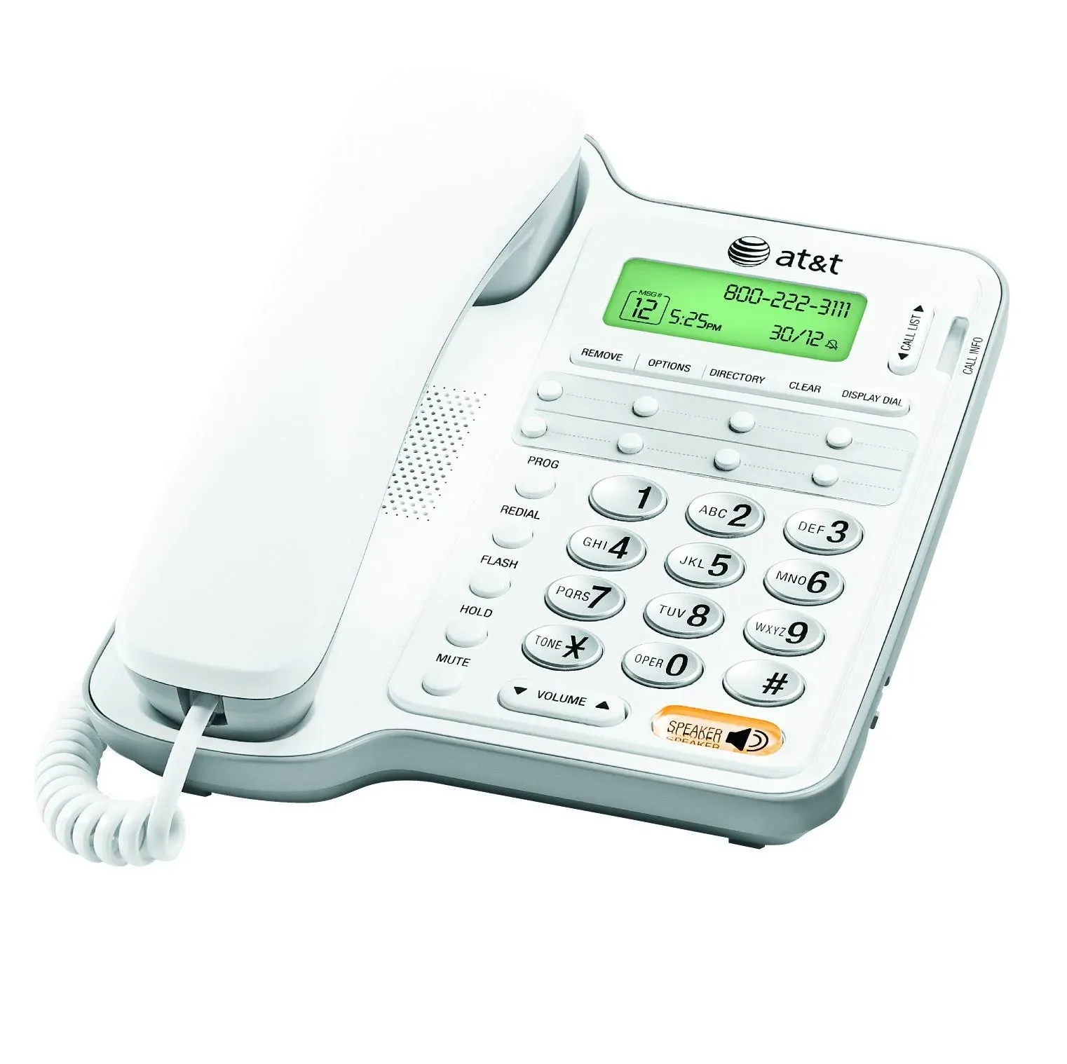 at&t CL2909 Corded Phone with Speakerphone and Caller ID/Call Waiting, White (Renewed)